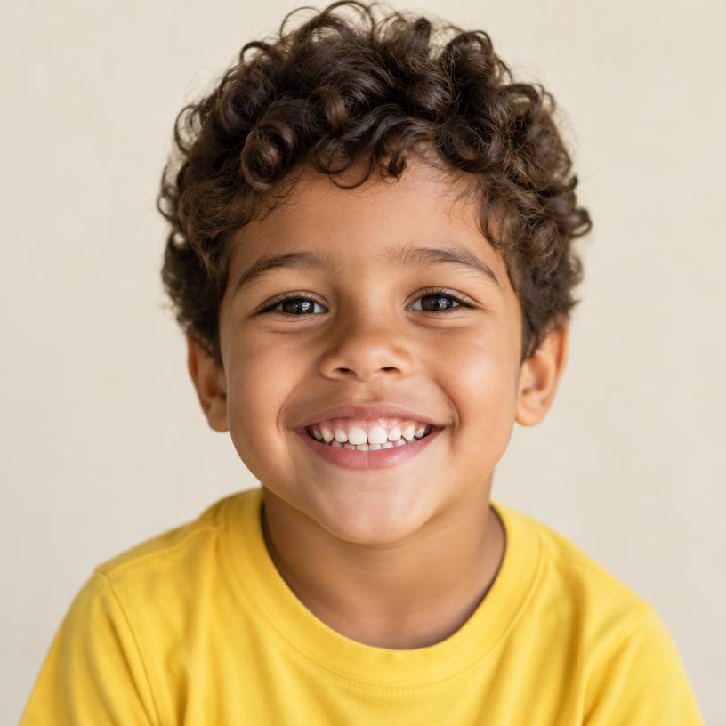Criança sorrindo, representando o cuidado no centro da rotina da clínica